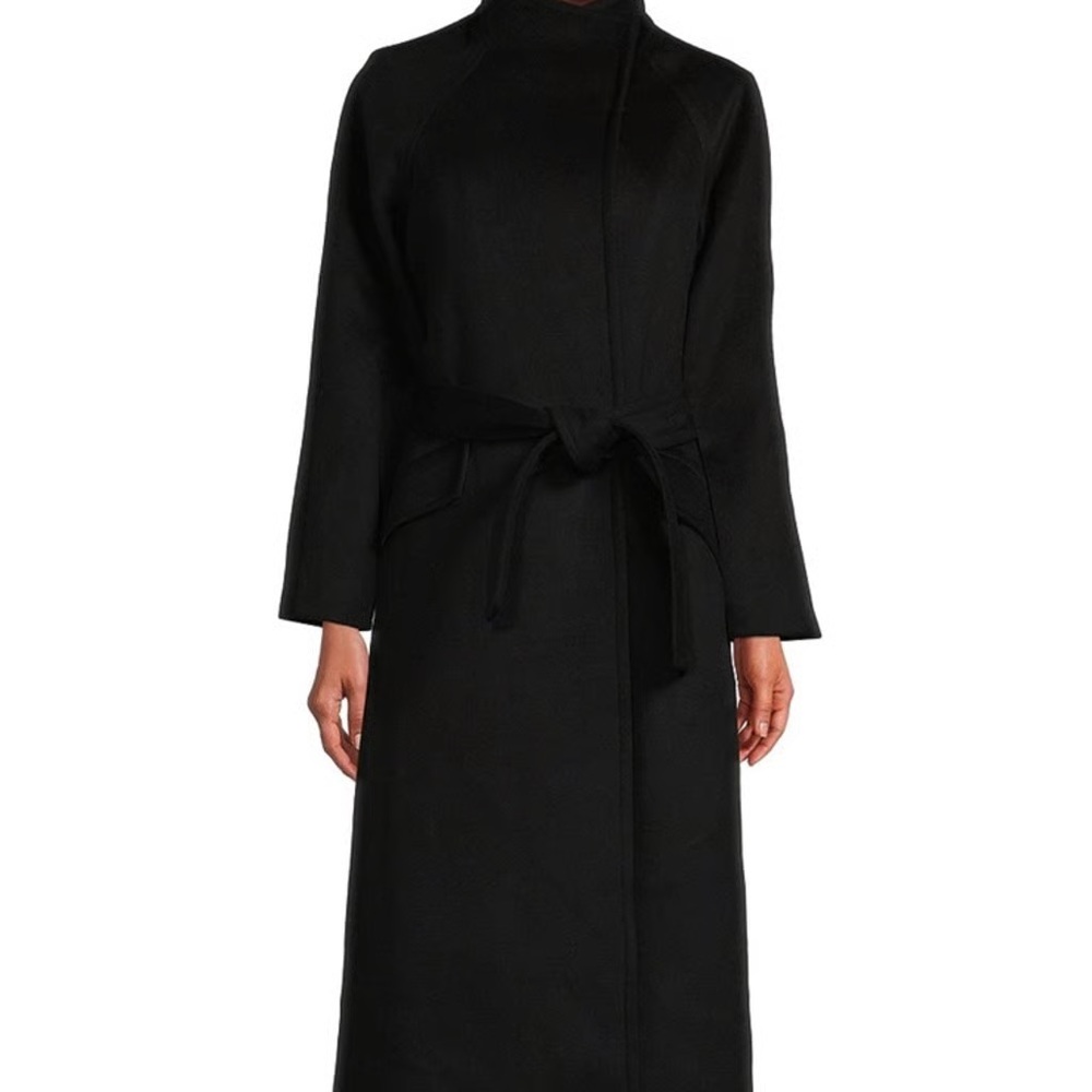 Antonio Melani black long tie front with buttons coat. Size 10.